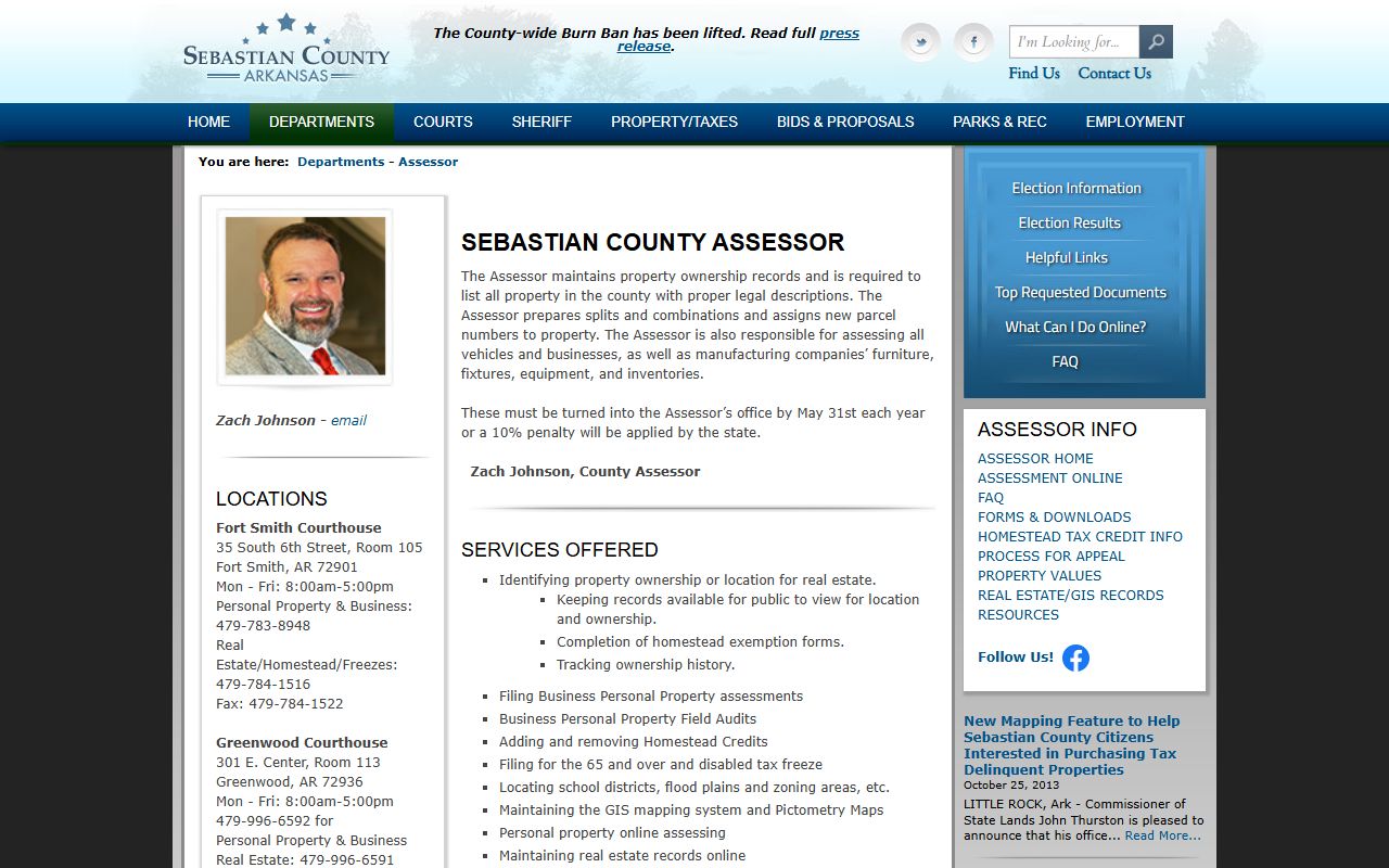 Sebastian County Residents Directory Assessor property search