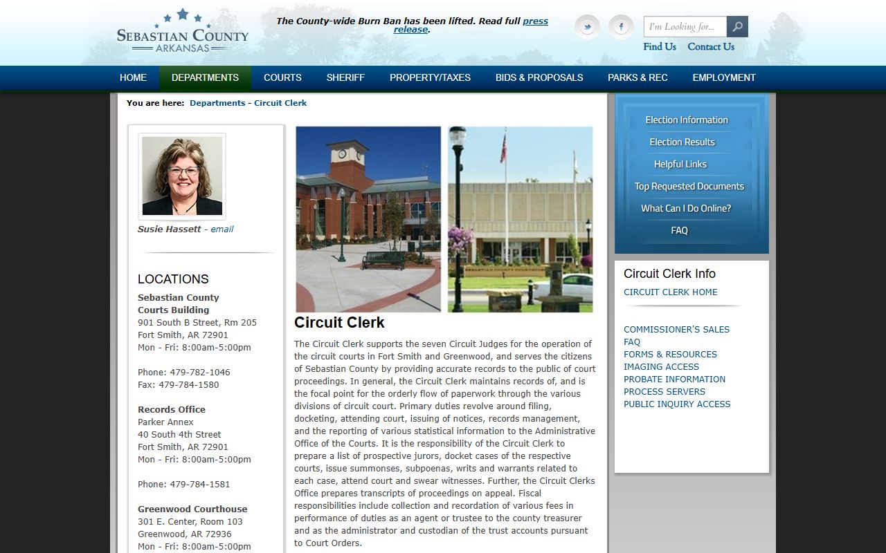 Sebastian County Residents Directory Circuit Clerk court records